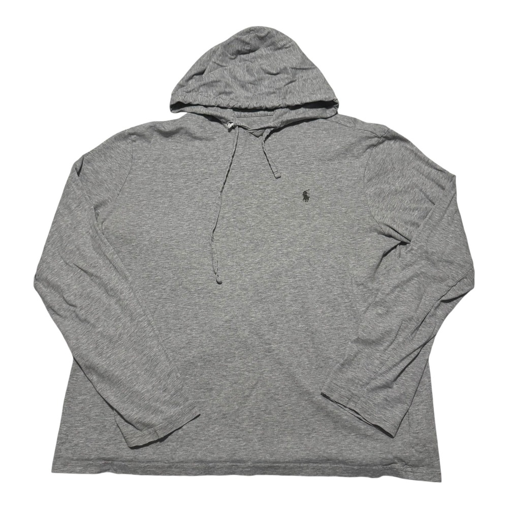 Polo Ralph Lauren 100% Cotton Gray Lightweight Hoodie Sweatshirt Men's Medium
